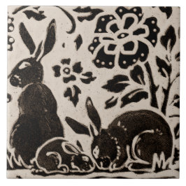 Rabbit Batik Stoneware Woodland Animal Tan Brown Kakelplatta