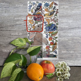 Rabbit Bird Jacobean Blommigt Tile Mural 8pc L Rad Kakelplatta