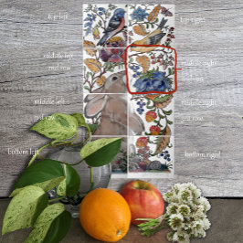 Rabbit Bird Jacobean Blommigt Tile Mural 8pc R Row Kakelplatta