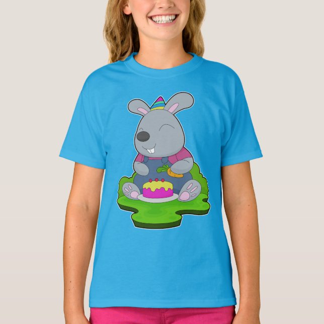 Rabbit Birthday Farmer T Shirt (Framsida)