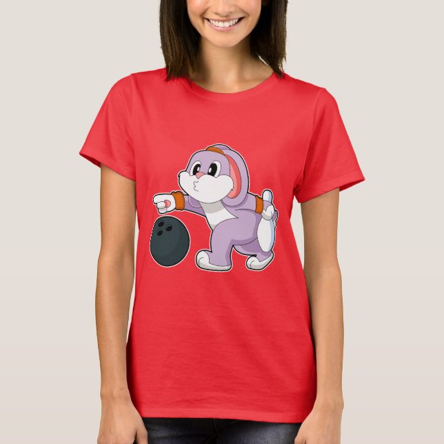 Rabbit Bowling Bowling ball T Shirt (Framsida)