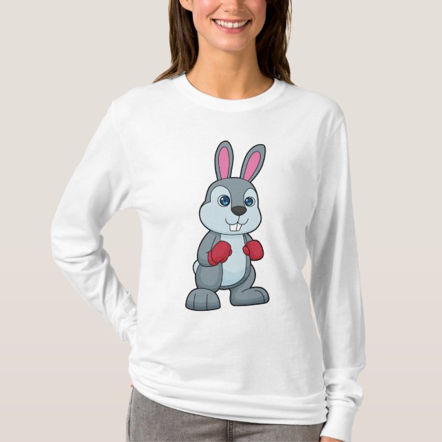 Rabbit Boxing Boxer Boxing handskar T Shirt (Framsida)