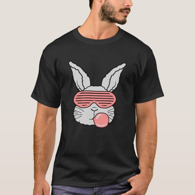 Rabbit Bubble Gum Chewing Easter Bunny Cool Pink S T Shirt (Framsida)