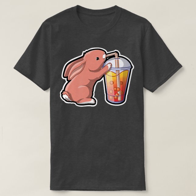 Rabbit Bubble Tea Aditable Kawaii Animal Cute Boba T Shirt (Design framsida)