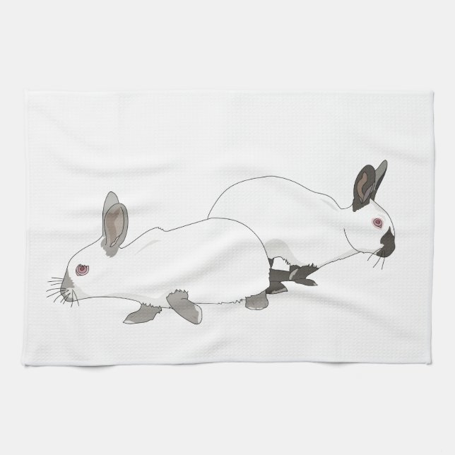 Rabbit Bunnies Kitchen Towel Kökshandduk (Horisontell)