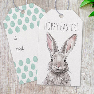 Rabbit Bunny Animal art Hoppy Påsk Cute Vår Presentetikett