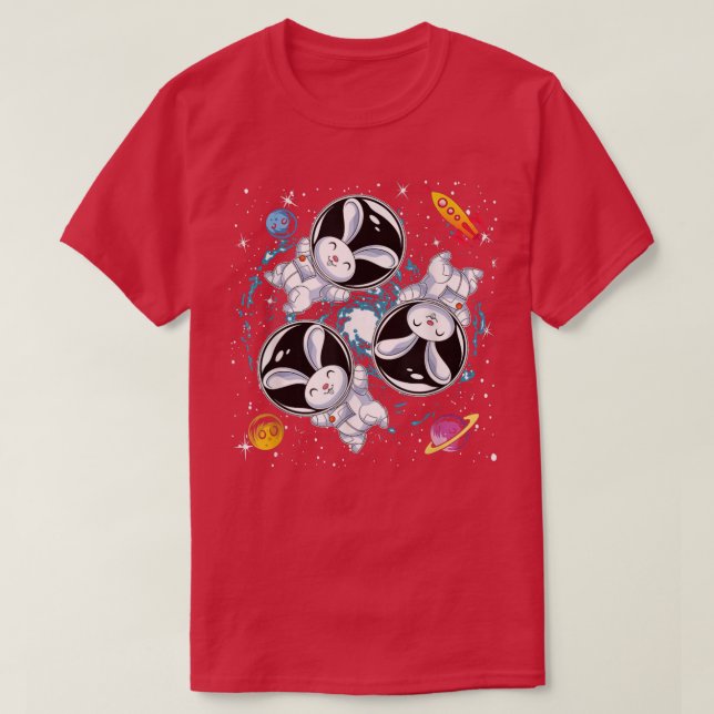 Rabbit Bunny Animal Rocket Planets Space Scientist T Shirt (Design framsida)