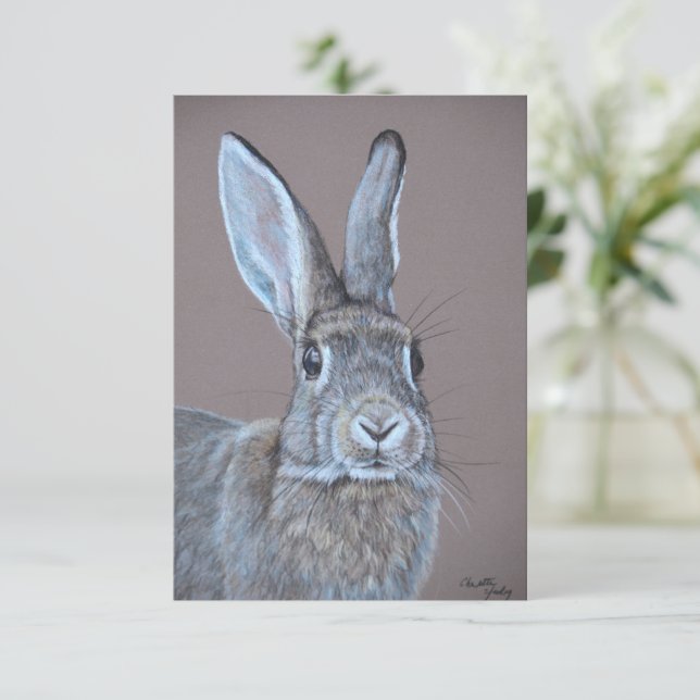 Rabbit Bunny Art - platta tackkort Tack Kort (Stående Fram)