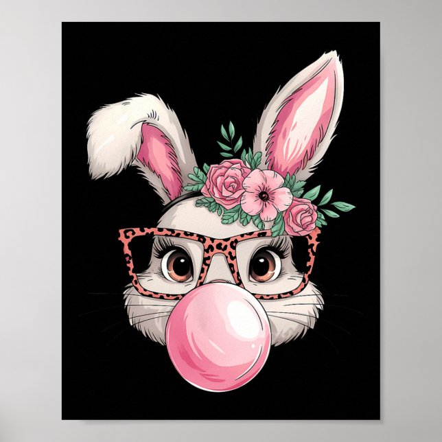 Rabbit Bunny Bloble Bubble Påsk Day Cute Women Poster (Framsidan)