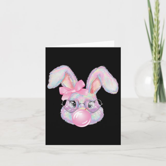 Rabbit Bunny Blowing Bubble Glad påsk Cute Bunn Kort (Framsida)