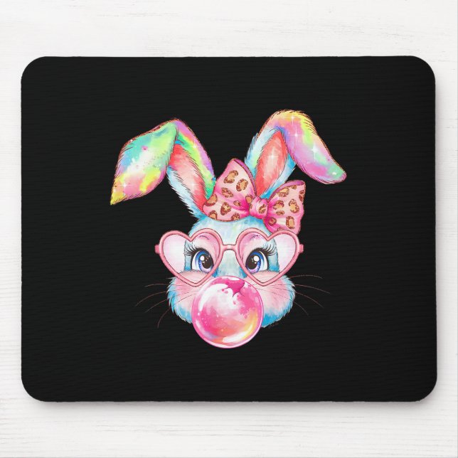 Rabbit Bunny Blowing Bubble Glad påsk Cute Bunn Musmatta (Framsidan)