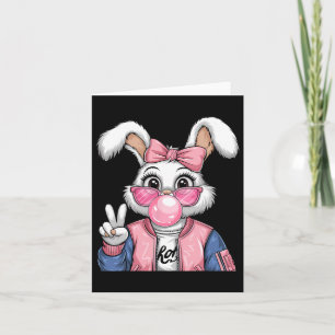 Rabbit Bunny Blowing Bubble Gum Påsk Day Coquett Kort