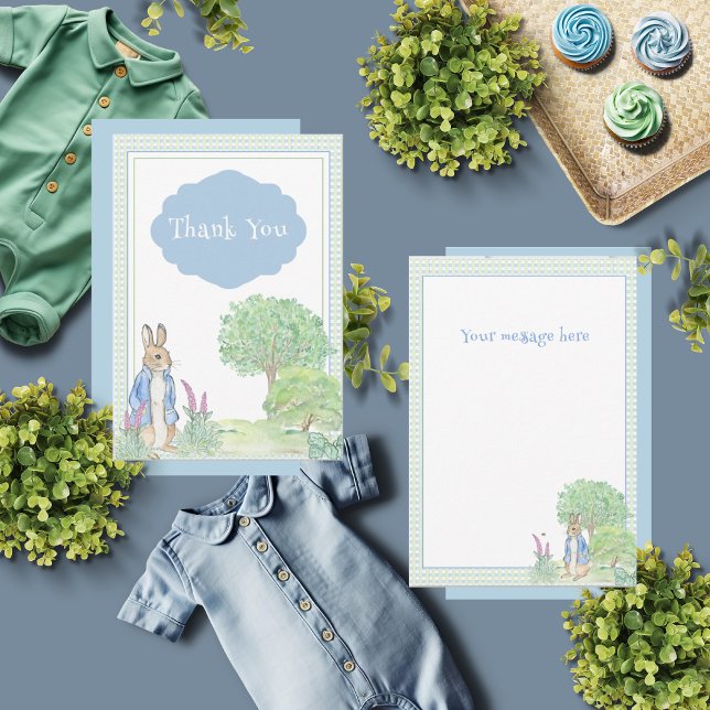 Rabbit Bunny Blue Baby Shower Tack Kort (Skapare uppladdad)