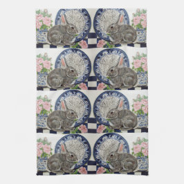 Rabbit Bunny Dedham Delft Farmhouse Rustic Cute Kökshandduk