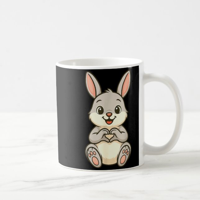Rabbit Bunny Doing Heart With Hands Valentines Day Kaffemugg (Höger)