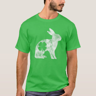 Rabbit Bunny Gift St. Patrick's Day Shamrock Clove T Shirt