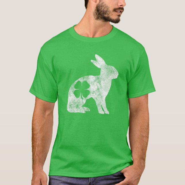 Rabbit Bunny Gift St. Patrick's Day Shamrock Clove T Shirt (Framsida)