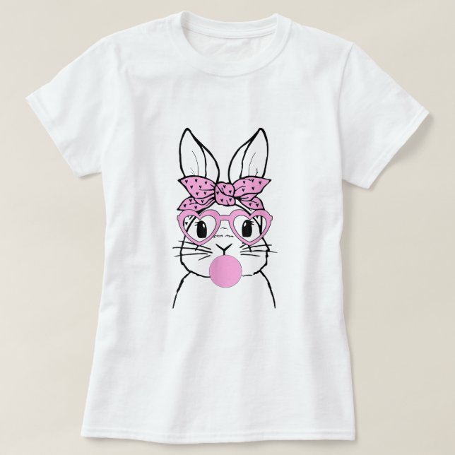 Rabbit Bunny Glasses Bandana Blowing Bubble Gum Ea T Shirt (Design framsida)