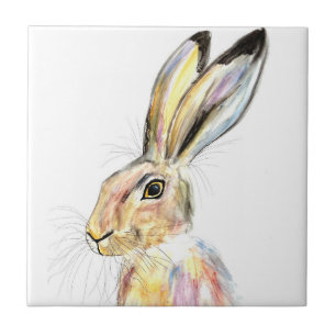 Rabbit Bunny Hare Blommigt Animal Wildlife Cute Ce Kakelplatta
