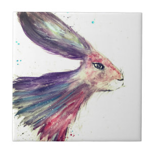 Rabbit Bunny Hare Blommigt Animal Wildlife Cute Kakelplatta