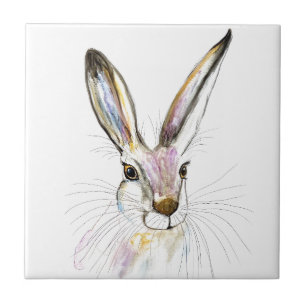 Rabbit Bunny Hare Blommigt Animal Wildlife Cute Kakelplatta