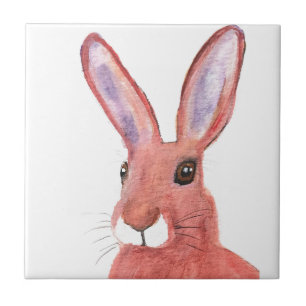 Rabbit Bunny Hare Blommigt Animal Wildlife Woodlan Kakelplatta