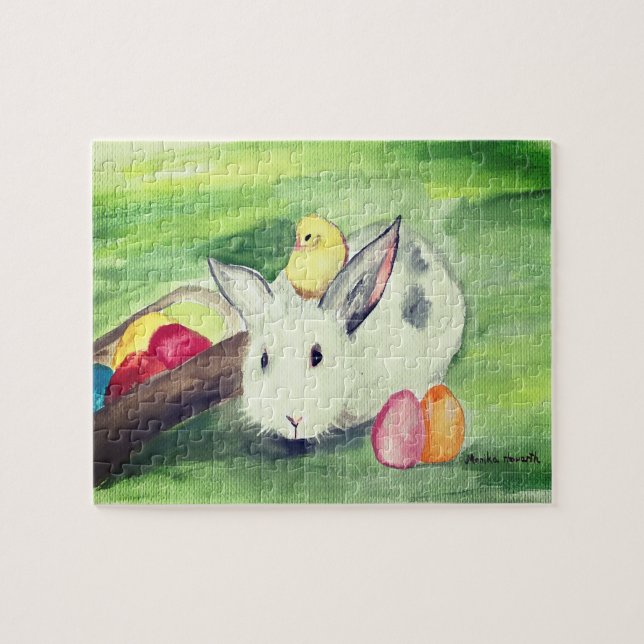 Rabbit Bunny Hare Påsk Animal Wildlife Cute Egg Pussel (Horisontell)