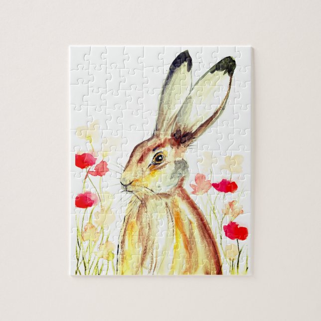Rabbit Bunny Hare Påsk Animal Wildlife Cute Pussel (Vertikal)
