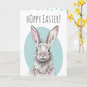 Rabbit Bunny Hoppy Påsk Cute Vår Djurkonst Kort