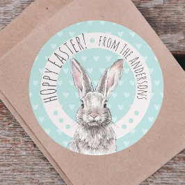 Rabbit Bunny Hoppy Påsk Cute Vår Djurkonst Runt Klistermärke