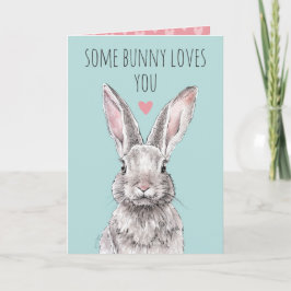 Rabbit Bunny Kärlek Cute Funny Animal Valentines d Helgkort