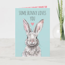 Rabbit Bunny Kärlek Cute Funny Animal Valentines d Helgkort
