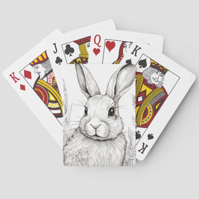 Rabbit Bunny Peacnice Nature Prairie Sketch Art Casinokort (Baksidan)