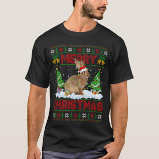 Rabbit Bunny Ugly Xmas Sweater Funny Animal Lights T Shirt