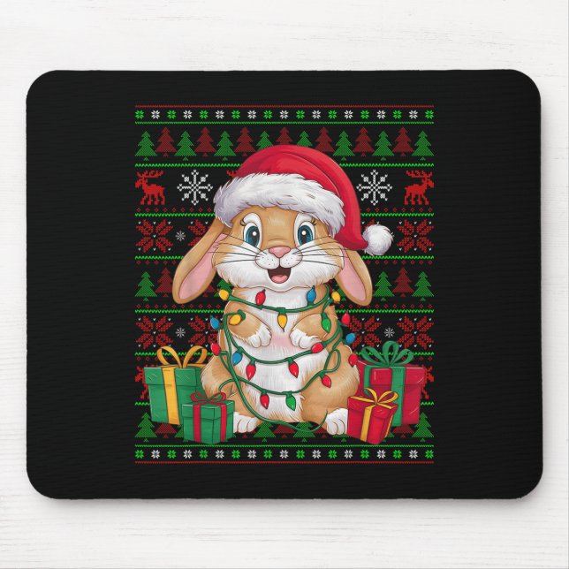 Rabbit Bunny Xmas Lights Ugly Santa Hat Bunny Chri Musmatta (Framsidan)