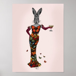 Rabbit Butterfly Dress Poster