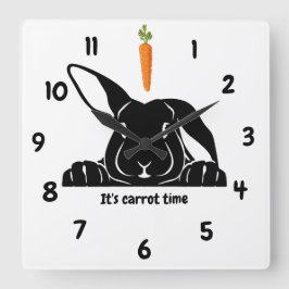 Rabbit Carrot Wall Clock Fyrkantig Klocka