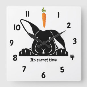 Rabbit Carrot Wall Clock Fyrkantig Klocka