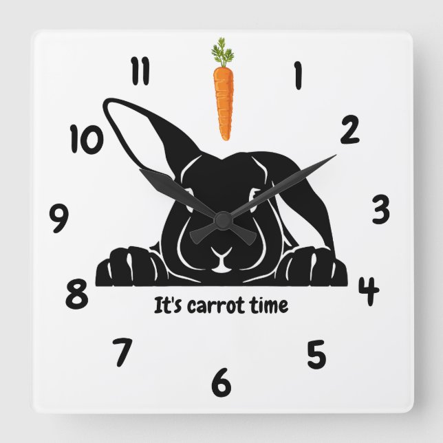 Rabbit Carrot Wall Clock Fyrkantig Klocka (Framsida)