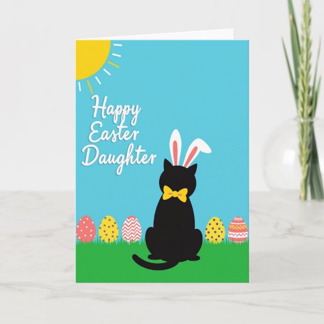 Rabbit Cat Easter Pattern Card Kort (Framsida)