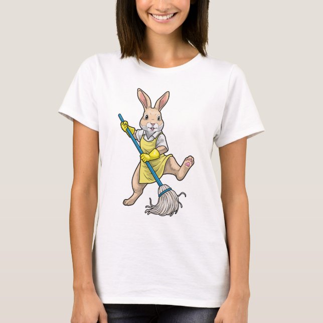 Rabbit Cleaner Mop Cleaning T Shirt (Framsida)