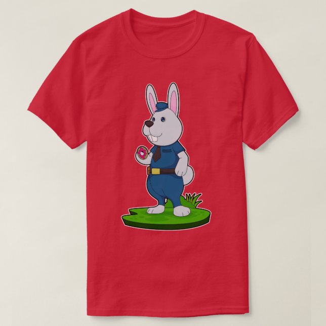Rabbit Cop Donut Polisen T Shirt (Design framsida)
