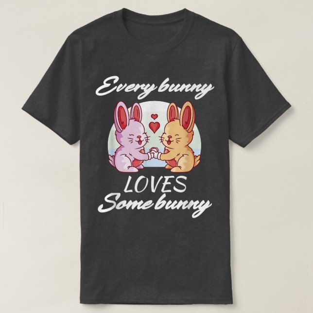 Rabbit Couple Love Heart Peace Easter Lovers Bunny T Shirt (Design framsida)