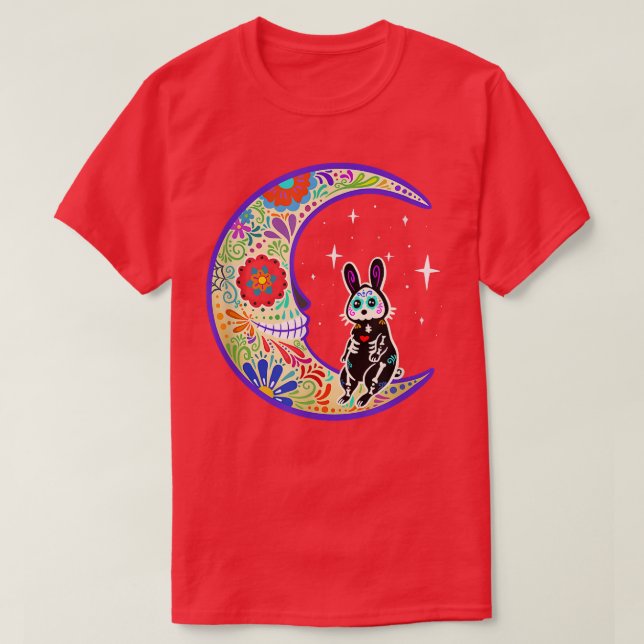 Rabbit Dia de Los Muertos Skeleton Sugar Skull T-S T Shirt (Design framsida)