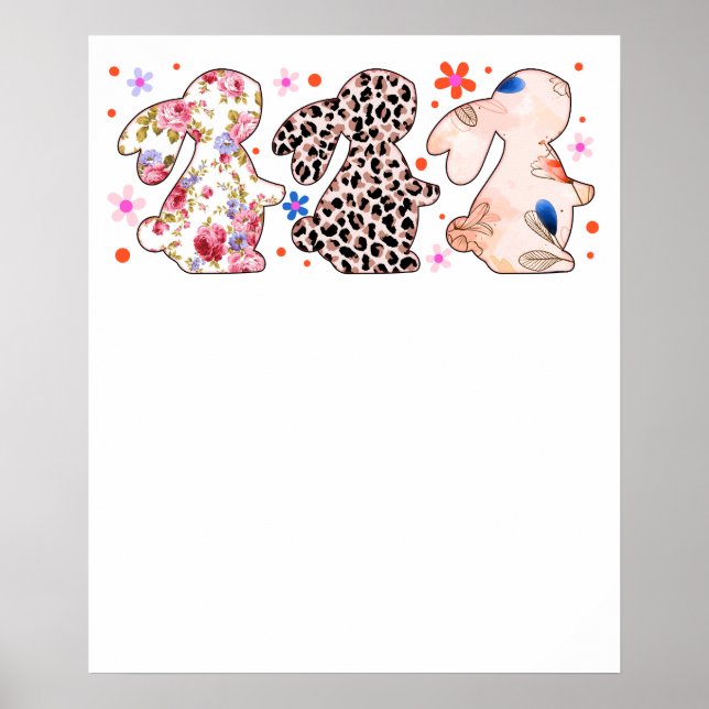 rabbit easter pattern, retro, vintage poster (Framsidan)