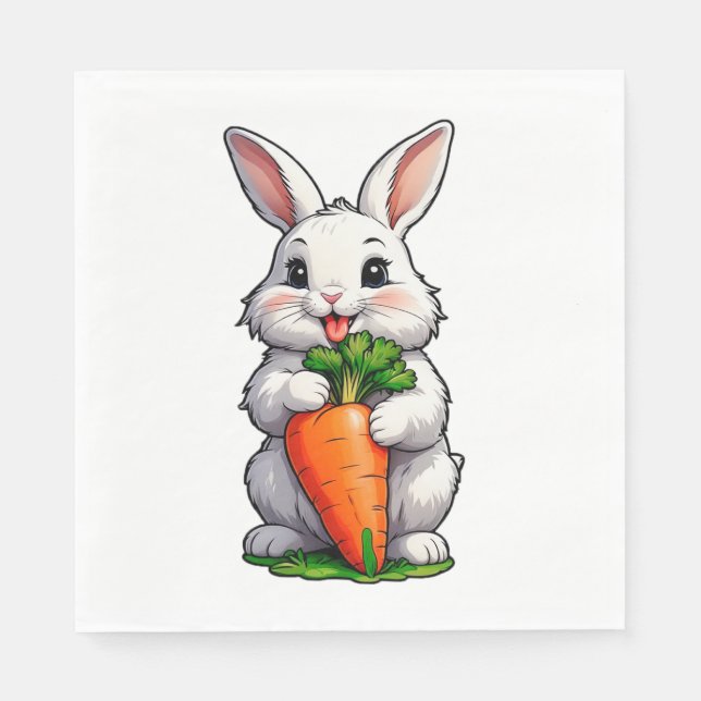 Rabbit Eating Carrot Pappersservett (Framsidan)