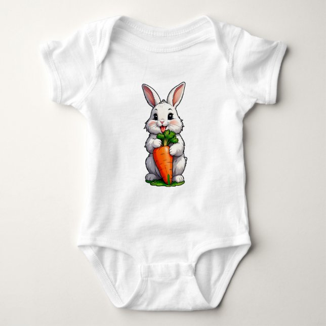 Rabbit Eating Carrot T Shirt (Framsida)