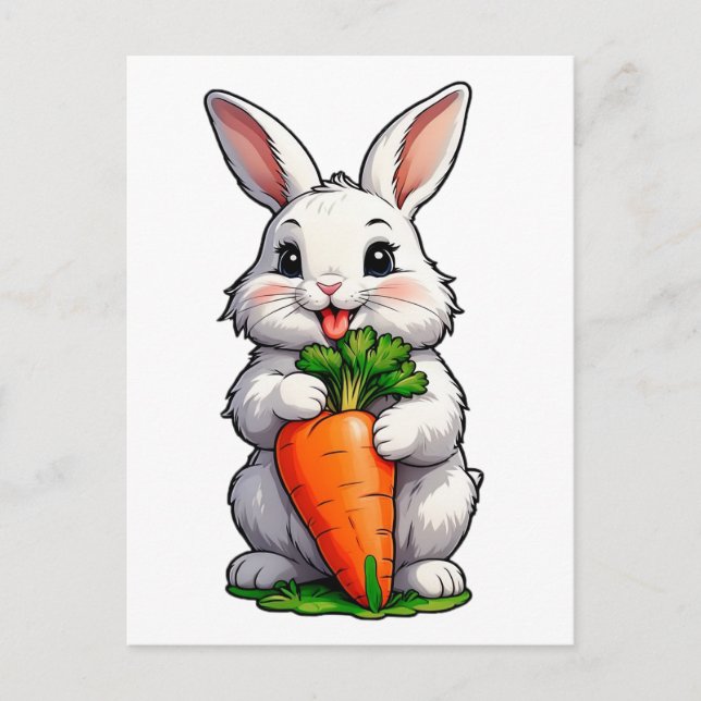 Rabbit Eating Carrot Vykort (Framsida)