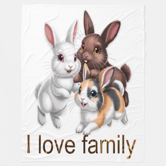 Rabbit family  fleecefilt (Framsidan)