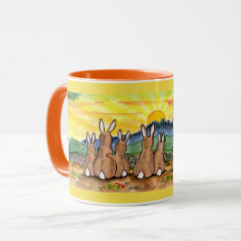Rabbit Family Sunrise Bright Designer Mugg
